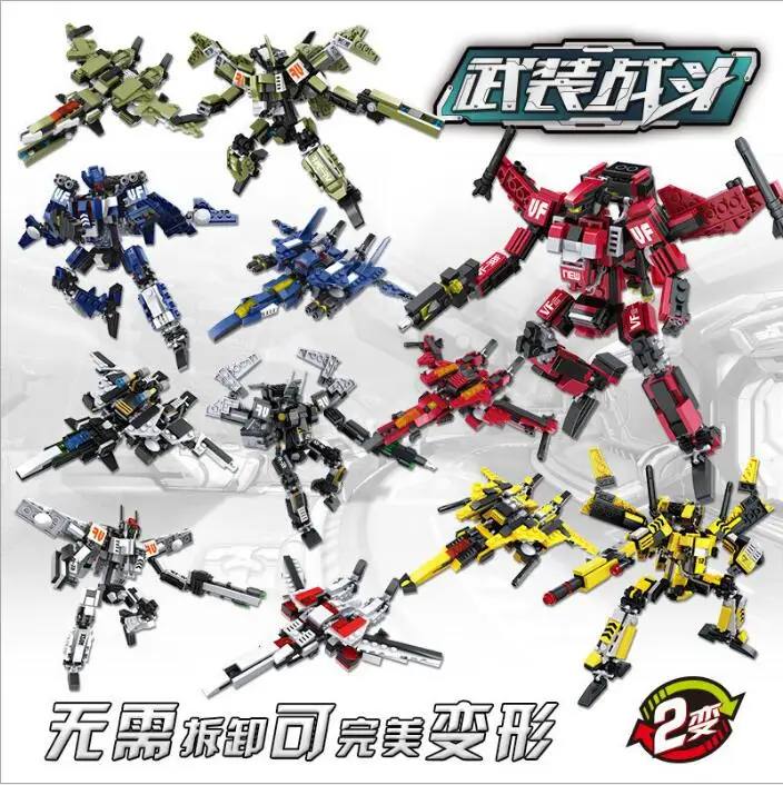 Bausteine bewaffneten kämpfer Robot Flugzeug verformung DIY frühen lehren weisheit montage kinder spielzeug geschenke