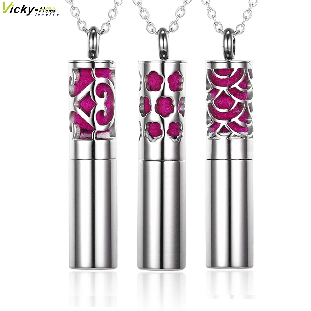 

Vicky-Home Essential Oils Necklace Vintage Hollow Out Storage Diffuser Aromatherapy Locket Pendants in 316L Stainless Steel