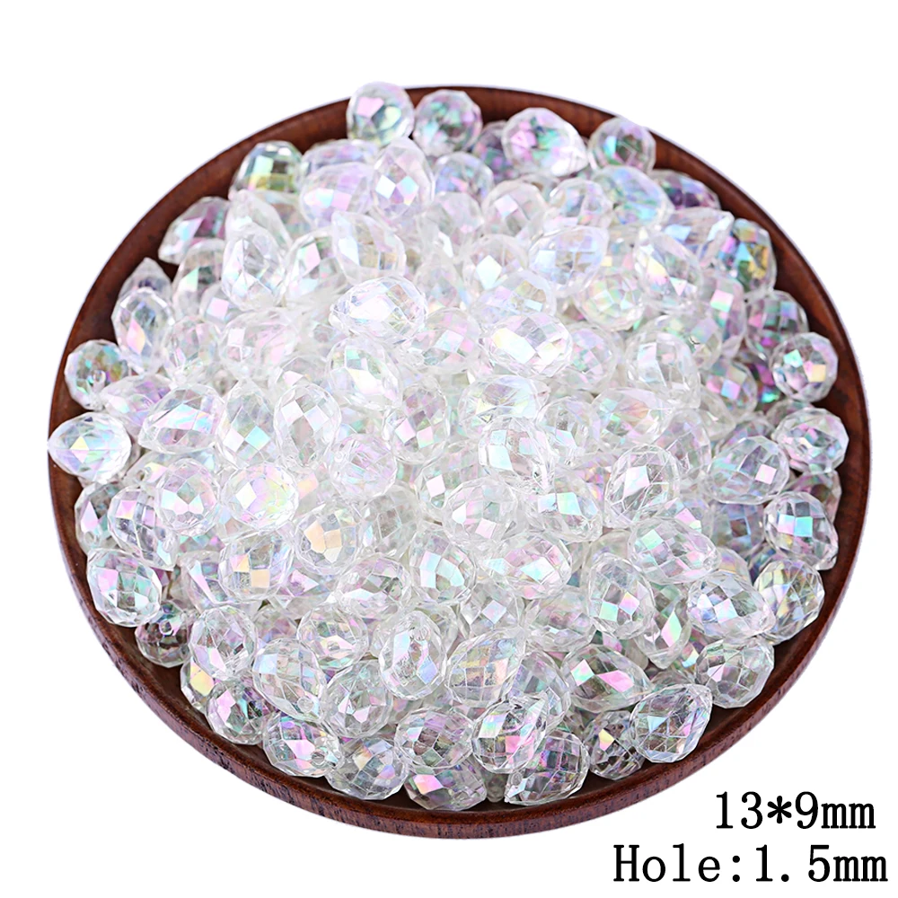 Transparent Color Cut Faceted Plastic Water Drop Beads 50pcs/lot
