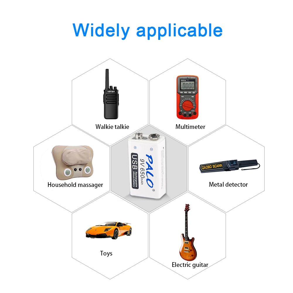 PALO 6F22 650mAh литий ионная аккумуляторная батарея 9 v литиевая для мультиметра