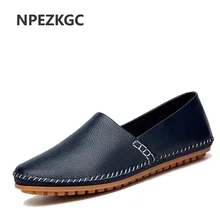 Npezkgc повседневная обувь модные Летний Стиль Мягкие Для мужчин высокое качество Обувь из телячьей кожи Для мужчин Туфли без каблуков Мокасины Для мужчин Лоферы для женщин