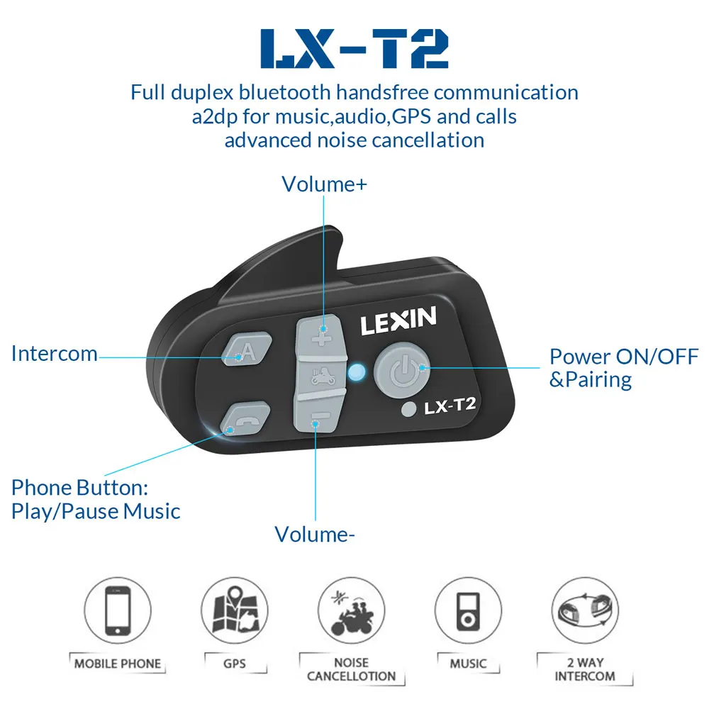 Lexin 2 шт. 800 м шумоподавление Bluetooth мотоциклетный шлем для езды на снегоходе