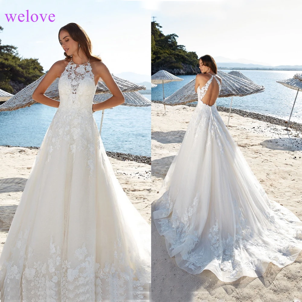 

Custom Made Appliques O-Neck Embroidery Vestido De Noiva Cheap Neck Lade A-Line Wedding Dress 2019 New arrival Robe De Mariee
