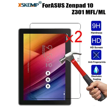 

XSKEMP 2Pcs/Lot 9H Real Tempered Glass For ASUS Zenpad 10 Z301 MFL/ML Ultra Clear Glossy Tablet Screen Protector Protective Film