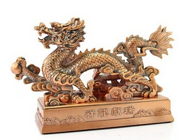 

Antique bronze Pure Copper Brass 10 "China cobre finamente perla preciosa escultura estatua copper decoration