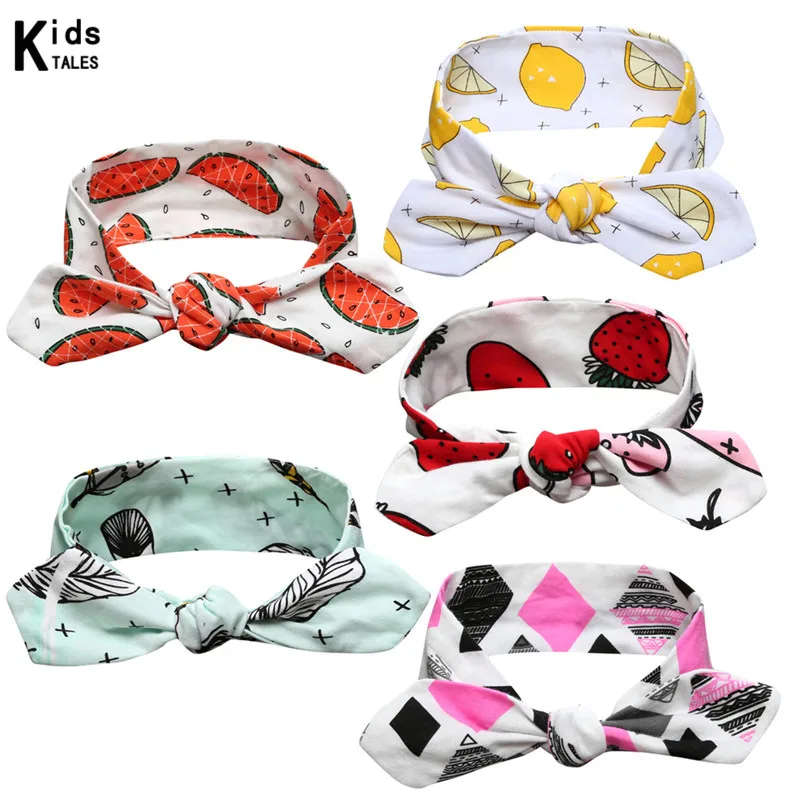 

2018 New Cotton Newborn Baby Girls Boys Headwear Lemon Pattern Baby Headband Bow Turban Hair Accessories 5pcs/pack RDP-010