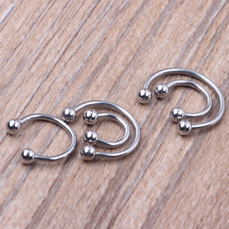 JUNLOWPY Silver Nose Piercing 100pcs 6-14mm mix Stainless steel eyebrow Labret bar Horseshoe Nose ring Body jewelry Tragus Ear