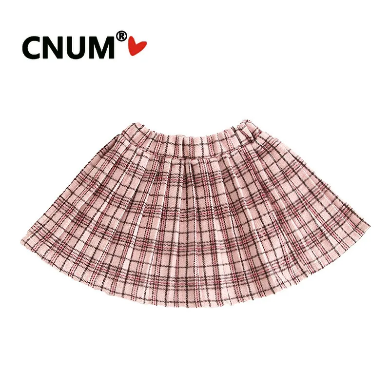 

CNUM Baby Girls Preppy Style Short Skirts Hot Design Summer Cotton Children's Pleated Skirts Woolen Cloth Skirt Plaid Skirt