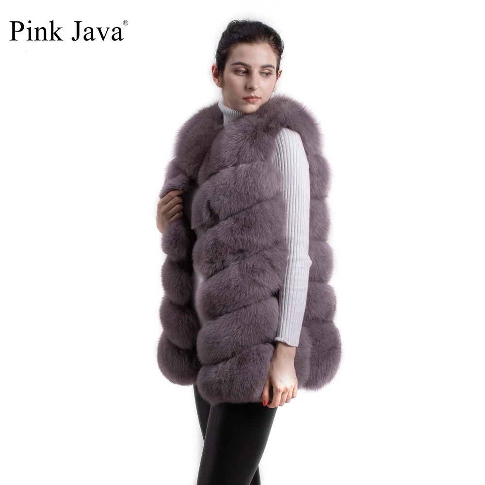 

pink java QC8049 2016 New women real fox fur vest high quality fur gilet hot sale fashion thick fur coat FREE SHIPPING