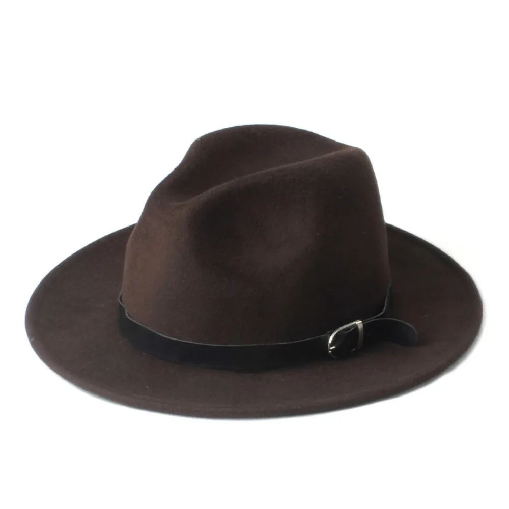 Новая мода Мужские Женские Chapeu Feminino Fedora Шляпа с широкими полями кожаный ремешок Джаз церковная Кепка Панама Федора топ шляпа от солнца 20