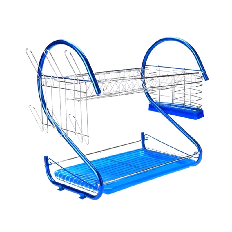 

2 Tiers Dish Drying Rack Home Washing Holder Basket Plated Iron Great Kitchen Sink Dish Drainer Drying Rack Organizer