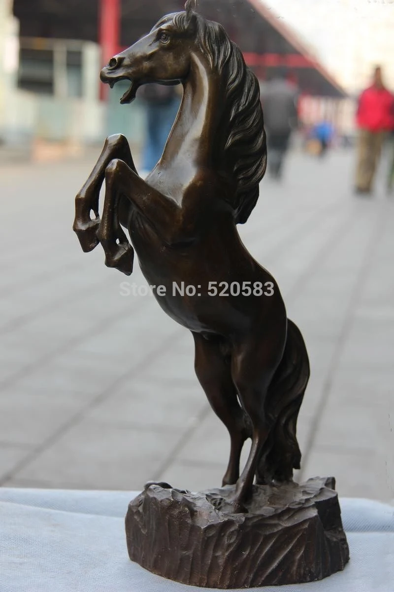 

free 14 Chinese Pure Copper Bronze Feng Shui Lucky Across Fly Gallop Run Horse Statue fast