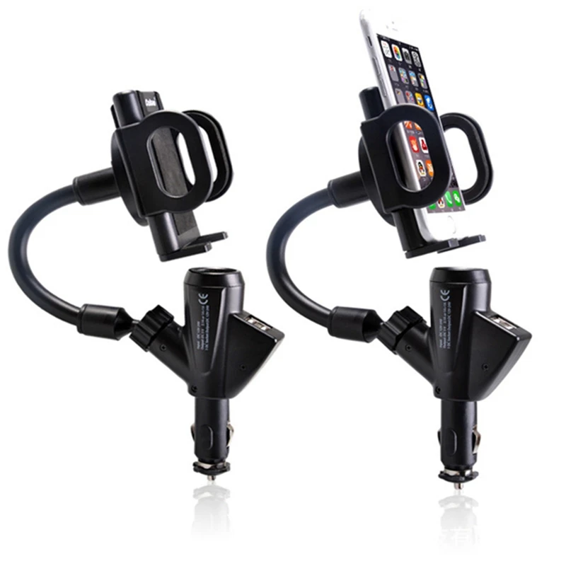 360 Degree Rotation Universal Dual USB Cigar Lighter Car Mount Charger