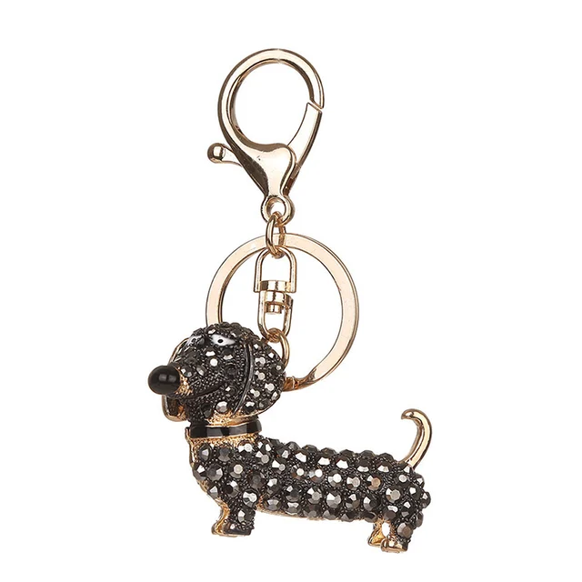 Moda Strass Cane Bassotto Portachiavi Pendente Di Fascino Del