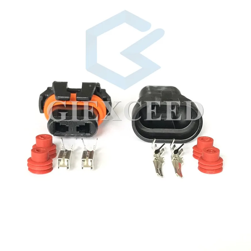2 Sets 2 Pin Dj9006 9006 Headlight Hid Wire Socket Female Square Light