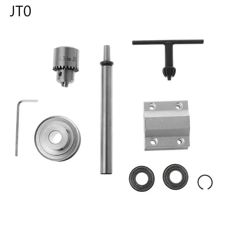 JTO/B10/B12/B16 электрическая дрель без мощности шпиндель Сборка DIY деревообрабатывающий режущий шлифовальный маленький токарный станок Обрезной ремень сверлильный патрон - Цвет: 5AC801204-1