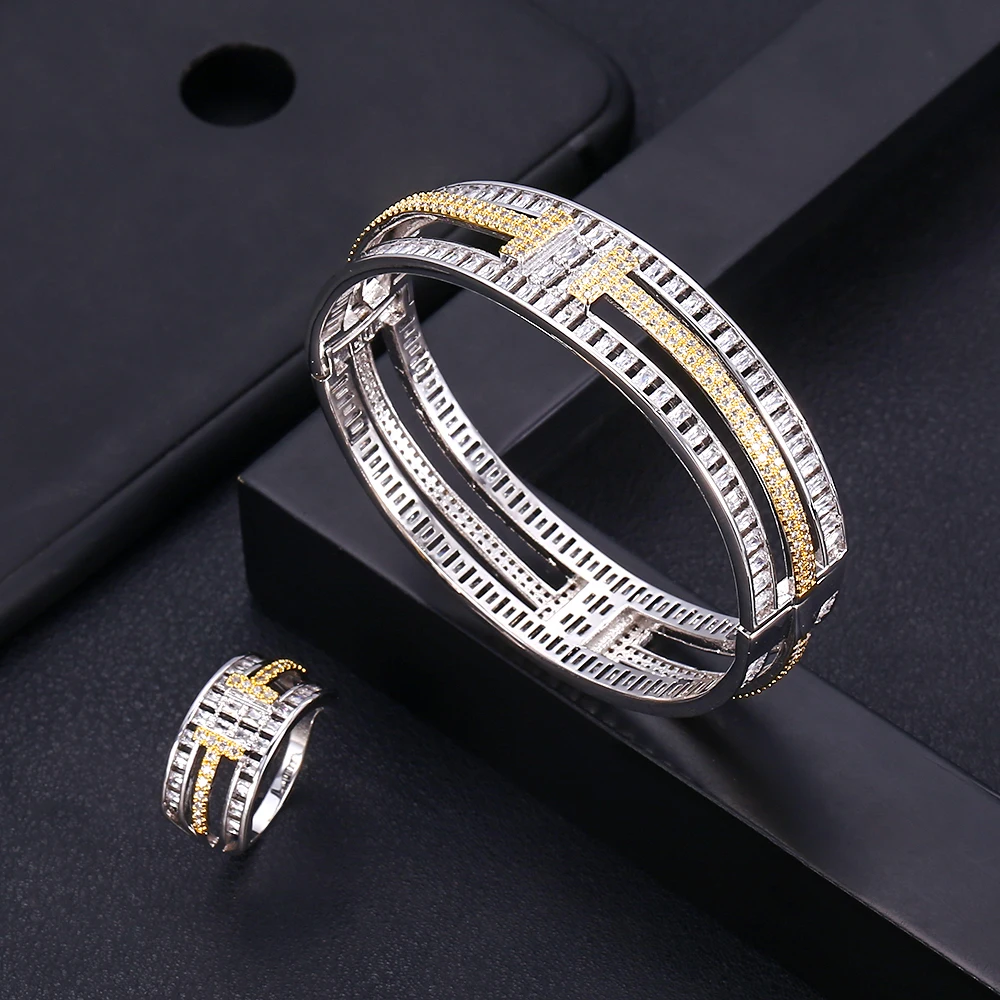 

Accking Bangle Bracelets Ring Sets Dubai Silver Bridal Jewelry Sets For Women Wedding brincos para as mulheres wholesale