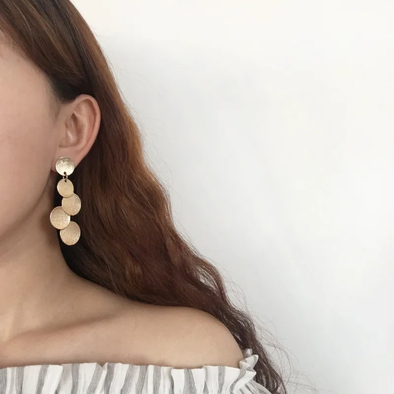 

New Arrival Gold Silver Color Round Circle Dangle Earrings For Women Party Simple style Ear Jewelry Gifts Wholesale