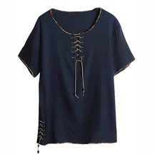 Летняя мужская футболка с короткими рукавами, ретро этнический стиль, индивидуальная свободная футболка большого размера с круглым вырезом и короткими рукавами