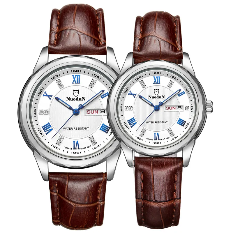 2016 Luxury Brand Watch Women Fashion Quartz Watch Week Display Water Resistant Womens Leather Watches Wristwatch