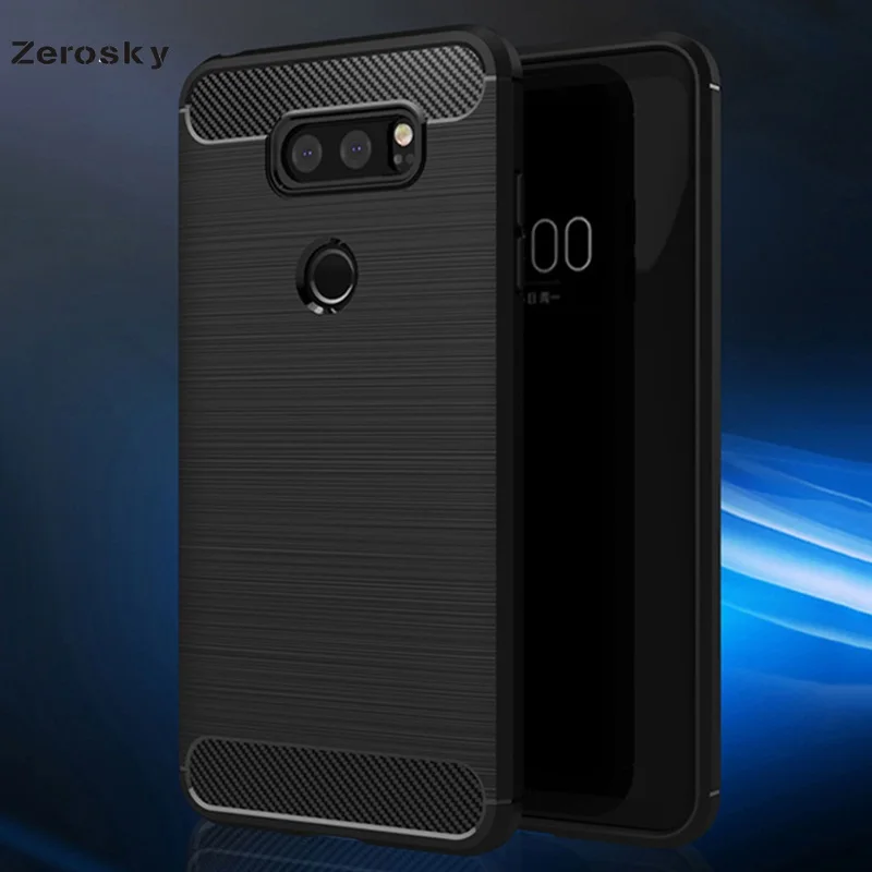 LG V30 роскошный противоударный чехол тонкий броня из углеродного волокна Мягкий