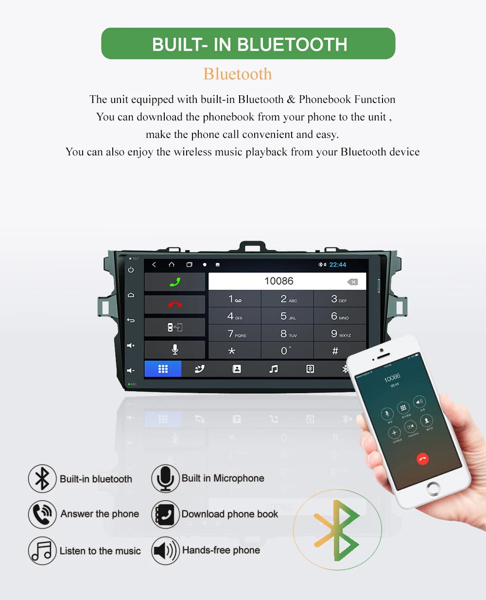 Top Bonroad Android Car Multimedia Video Player For Corolla Car Video DVD Player  Rds GPS Navigation bluetooth  RAM 4G ROM 64G 6