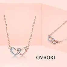 Модное ожерелье с сердцем кулон серьги GVBORI из натуральных жемчужин АЛМАЗ 18 к розовое золото Хорошие классические Драгоценности/элегантный лучший подарок для влюбленных