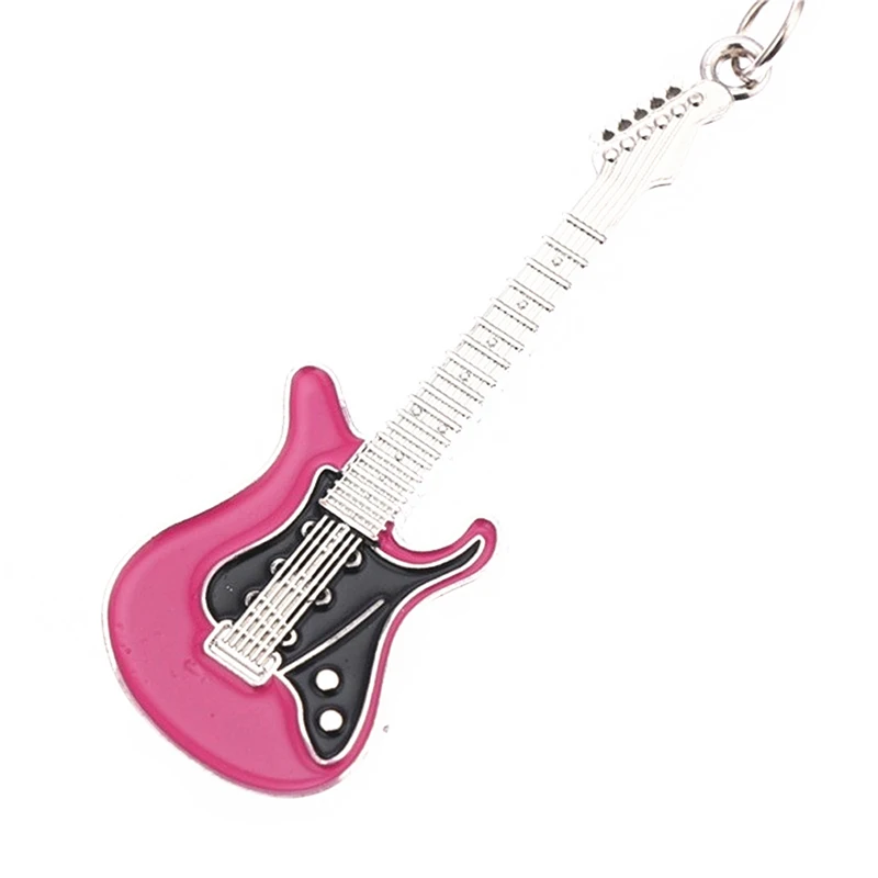 Креативный модный музыкальный подарок брелок металлический блестящий брелок-гитара подарок модный кулон унисекс модные аксессуары - Цвет: Rose Red