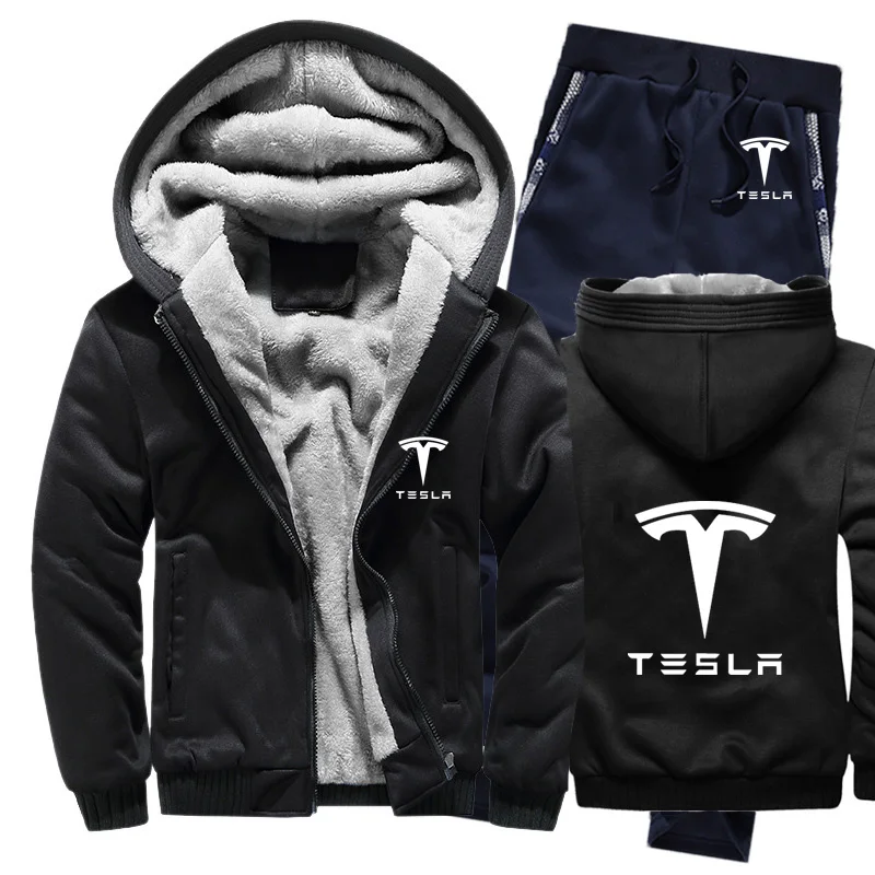 Толстовки мужские Tesla Car Logo Мужские s толстовки костюм зимний толстый теплый флис хлопок спортивный костюм на молнии мужские s куртка+ брюки комплекты из 2 предметов