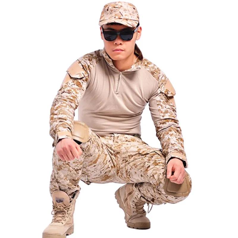 

tactical airsoft military clothing camouflage suit hunting combat military uniform long sleeve with Knee elbow pads army shirt