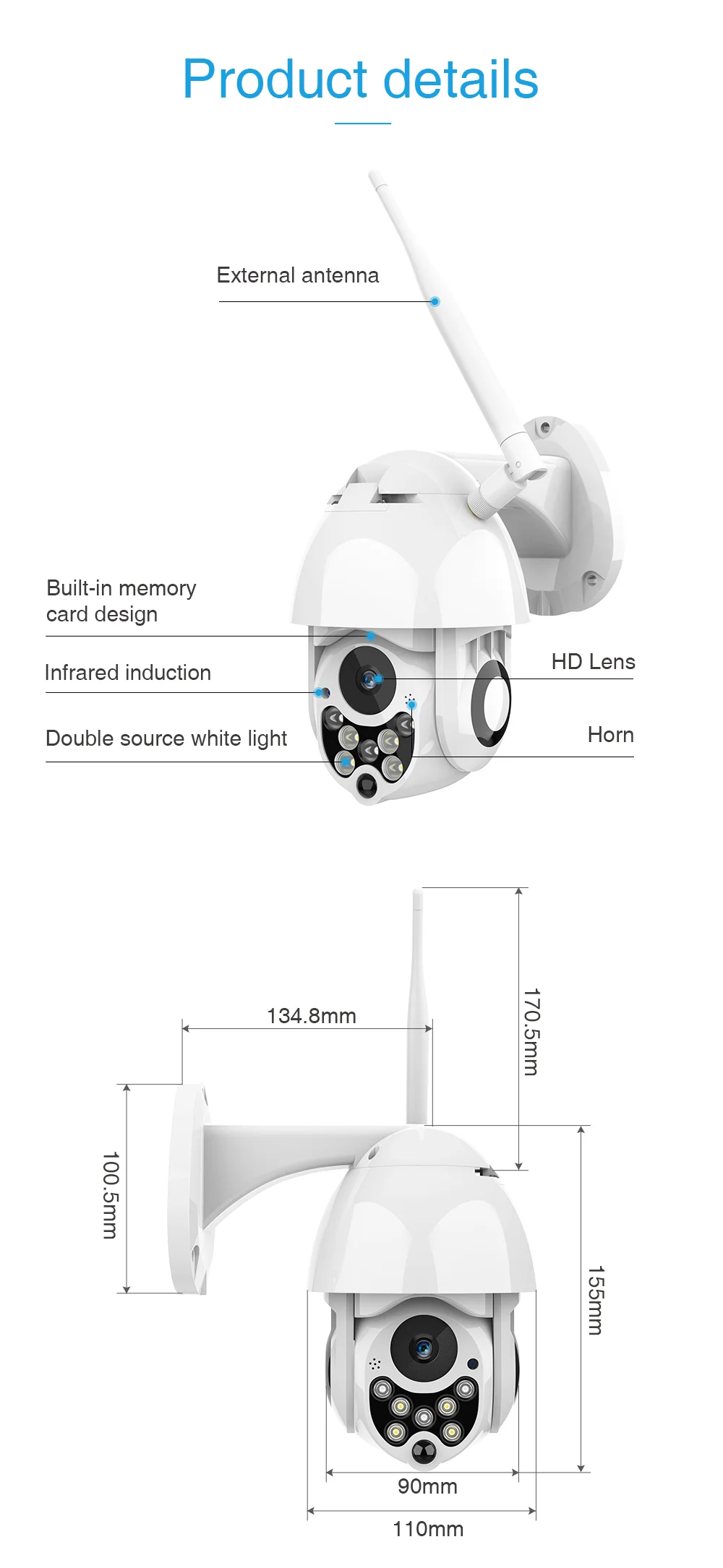 FREDI Автоматическая отслеживающая наружная камера наблюдения с датчиком PTZ IP камера 1080 P Скорость купольные камеры видеонаблюдения