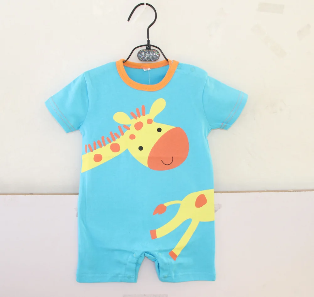 Летняя одежда для маленьких мальчиков хлопковый Детский комбинезон с рисунками животных, одежда с жирафом для новорожденных, детский комбинезон, одежда для маленьких мальчиков