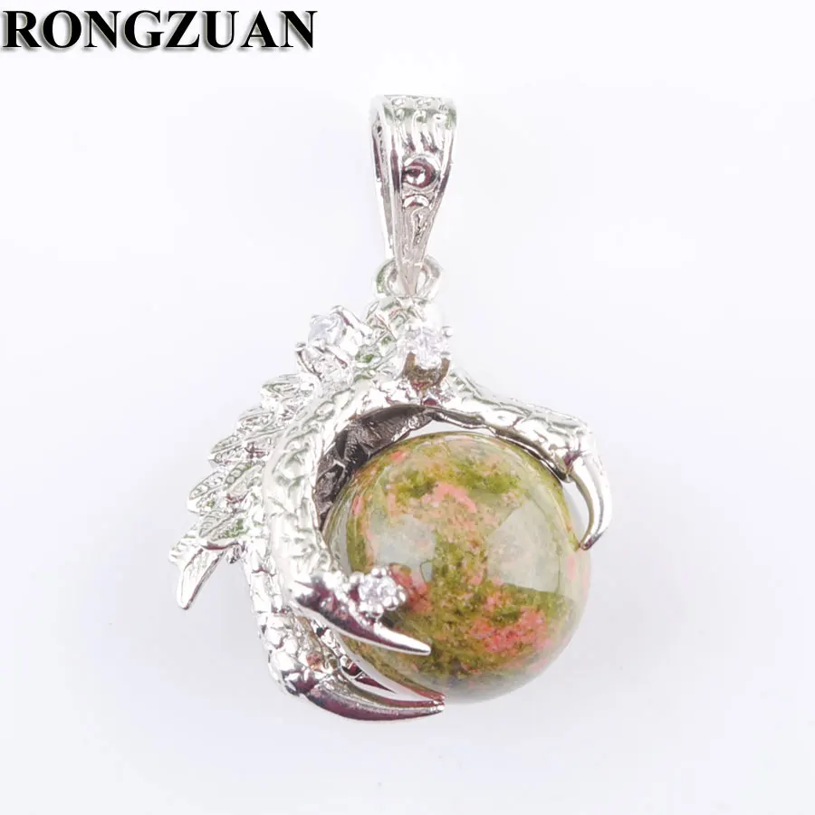 Круглый камень RONGZUAN из натурального унакита жаспера бусина с драконом