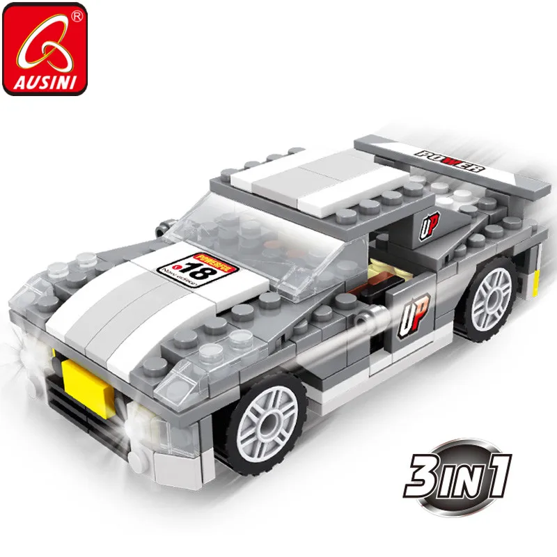 

AUSINI 3 in 1 Blocks Brick Racing Sport Cars Vehicle Trucks Building Model Sets Design Assembly Master DIY Boy Toys for Children