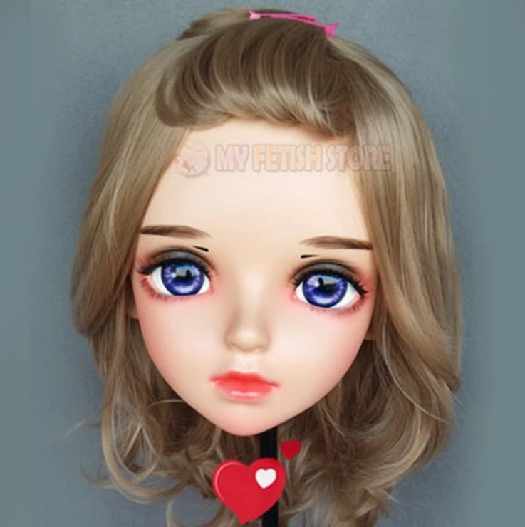 

(Miao-3 )Female Sweet Girl Resin Half Head Kigurumi BJD Mask Cosplay Japanese Anime Role Lolita Mask Crossdress Doll Mask