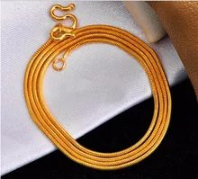 Hot sale Solid 999 24K Yellow Gold Chain/ Unique Round Snake chain Necklace/8g