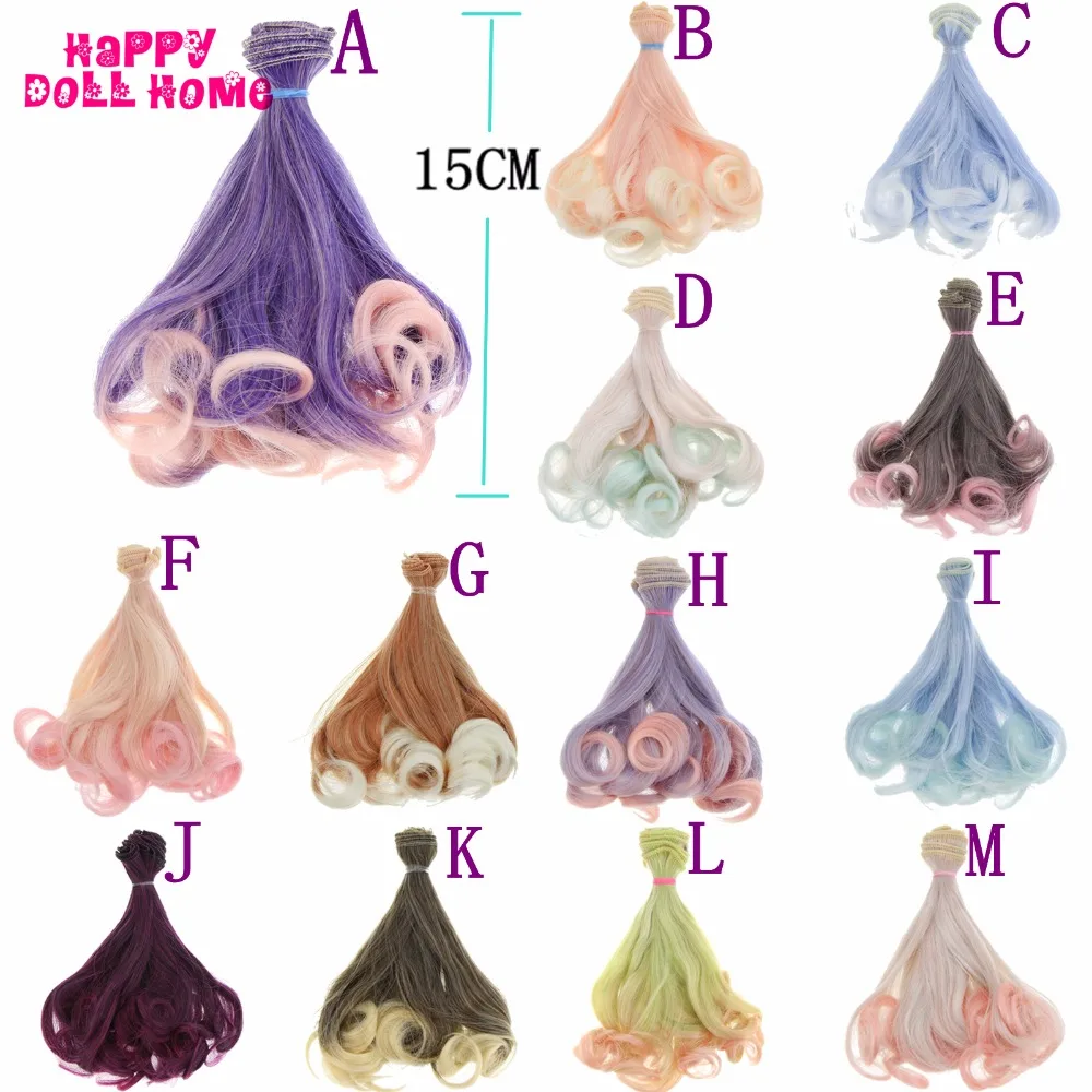 

15 * 100 cm BJD Rinka Haircut Wigs DIY Doll Gradient Curly Hair For Barbie For Monster High For Blythe 1/3 1/4 Doll Accessories