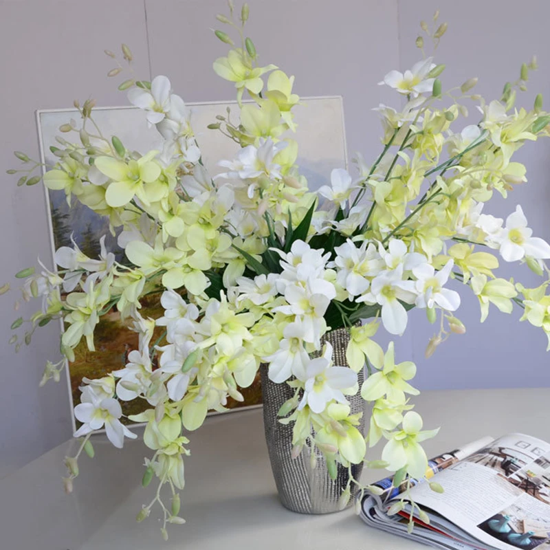 Artificial Orchid Flowers Branch Silk Flower For Home Wedding Garden Decoration Dining Table Decorative Flower Artificial Orchid Flowers Branch Silk Flower For Home Wedding Garden Decoration Dining Table Decorative Flower