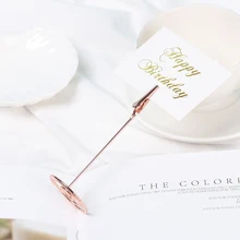 Модный держатель карточки с именем гостя, настольный декор, романтические зажимы из розового золота, металлическая декоративная подставка для фотографий номер свадебного стола, подставка