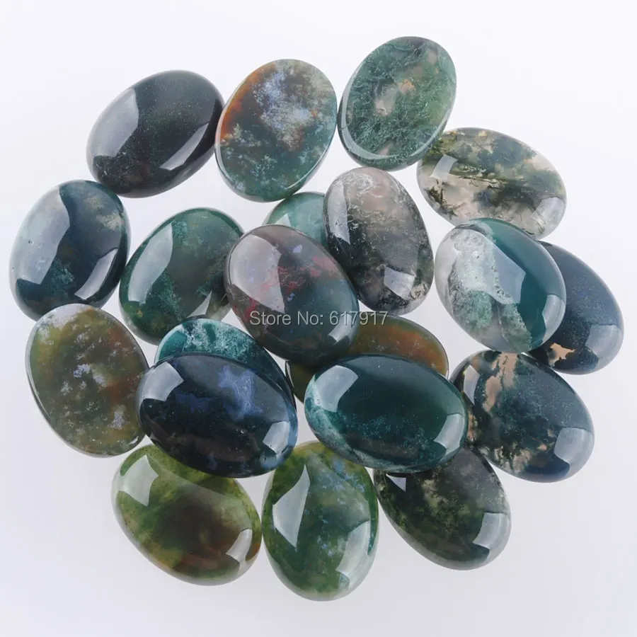 

RONGZUAN Free shipping Algae Agates Gem Stones Oval Beads Cabochon CAB No Drill Hole 18x25x7mm Jewelry 10pcs/lot TU3127