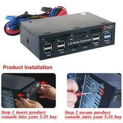 Компьютер внешний card reader 5,25 дюйма USB3.0 отсек SD card reader SATA USB hub аудио передней панели медиа-панель COD