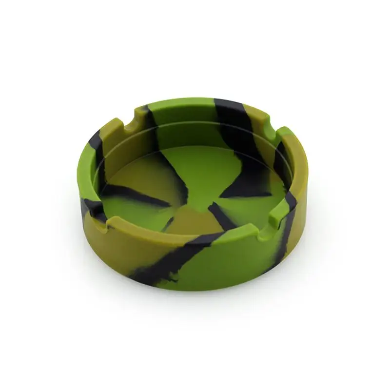 

Camouflage Eco Friendly Silicone Ashtray Heat Resistant Unbreakable Round Soft Ash Holder Cigarette Ash Tray for Indoor Outdoor