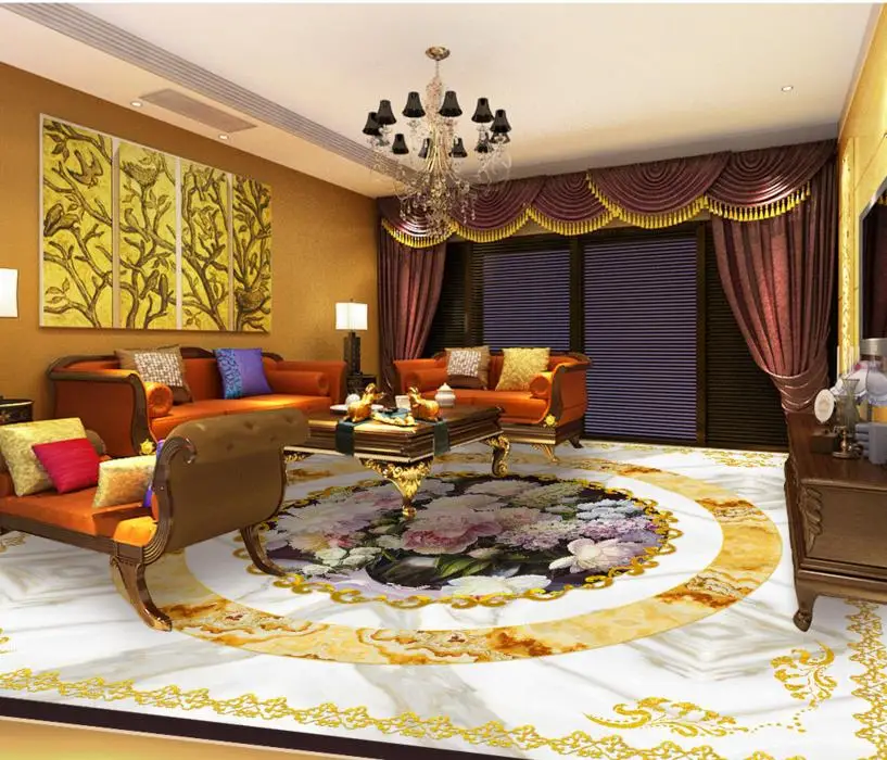 

European high-grade 3d adhesive for flooring custom pvc flooring self-adhesive waterproof white flower plastic flooring