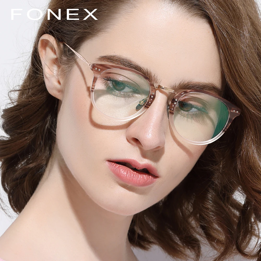 Мужские и женские очки с оправой из чистого титана FONEX винтажные круглые
