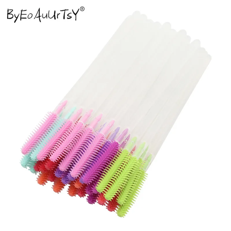 Rosa Silicone Cílios Escovas Mascara Descartável Varinhas Aplicador Spoolers Olho Cosméticos Escova Maquiagem Ferramentas 200 Pçs 17 Aplicador de sombra