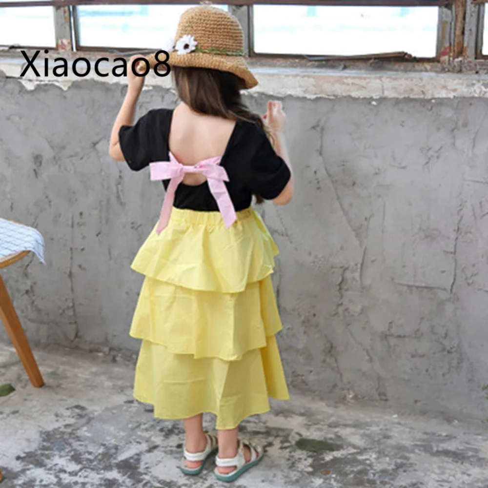 

Kids Patchwork Ankle Length Dresses for Girls Summer Layered Dress Fashion Children Cotton Clothes for Baby Toddler Girls Dress