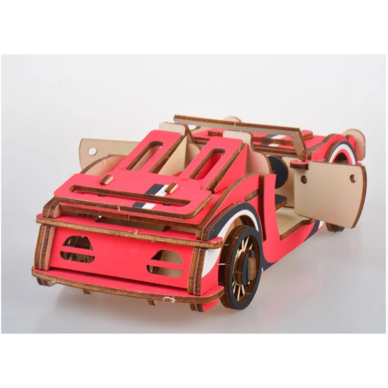 DIY 3D деревянный автомобиль вилочный двухэтажный автобус игра-головоломка натуральный цвет Игрушечная модель обучающие игрушки для детей
