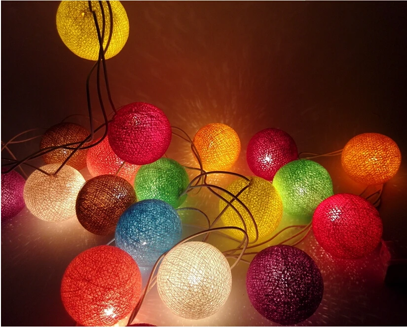 3M 20 Fabric Cotton Ball String Fairy Lights Xmas Wedding Party Home