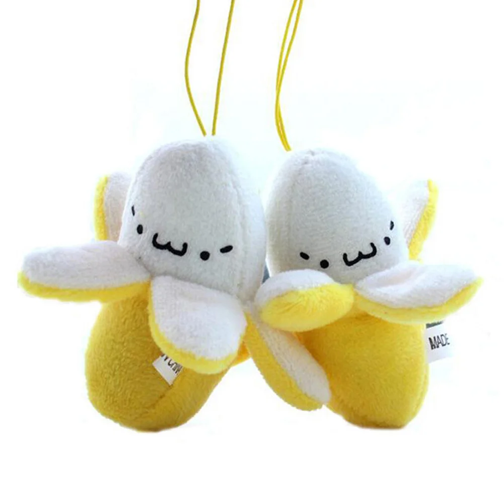 

1 pcs Super Meng Soft Sister Stripping Small Fruit Banana Phone Backpack Ornaments 7cm Plush Toy 2517 Mini Key Toy
