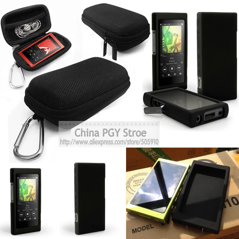 

Durable Tough storage box+Silicone Gel Skin Case for Sony MP3 NW-A35 A45 A46 A36 A37HN Rubber Cover
